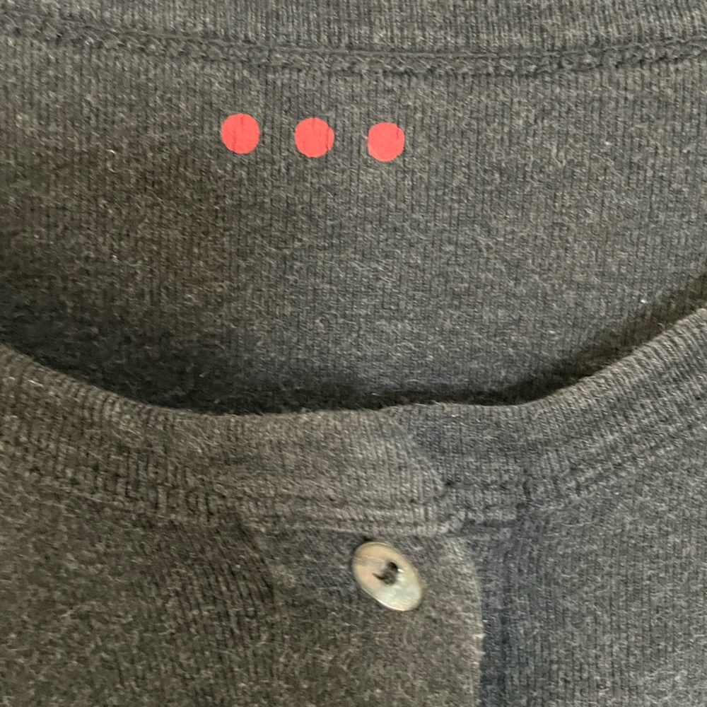 Three dots cotton cardigan/shirt dark gray with front button closure. - Picture 7 of 7